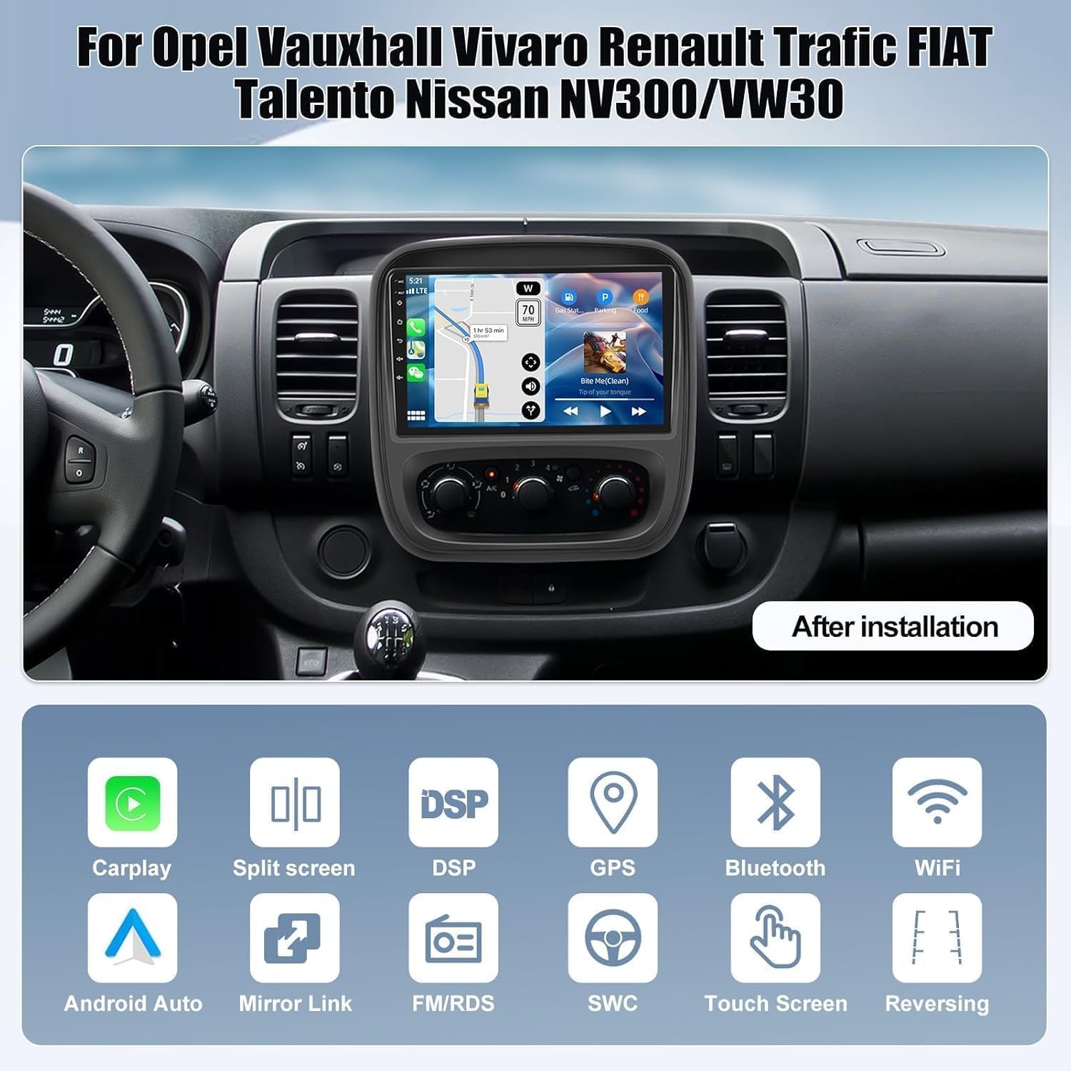 CAMECHO Car Radio installed in a vehicle dashboard