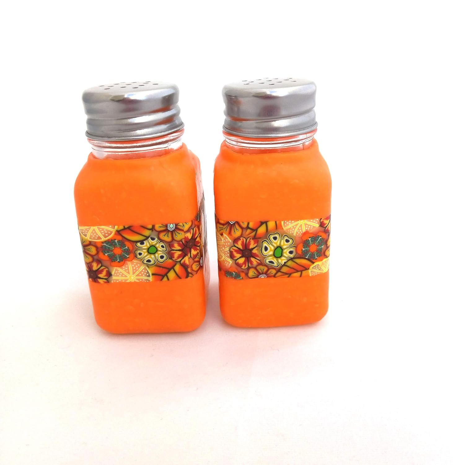 Salt Pepper Shakers Floral Decorative Kitchenware, Handmade Spice Shakers