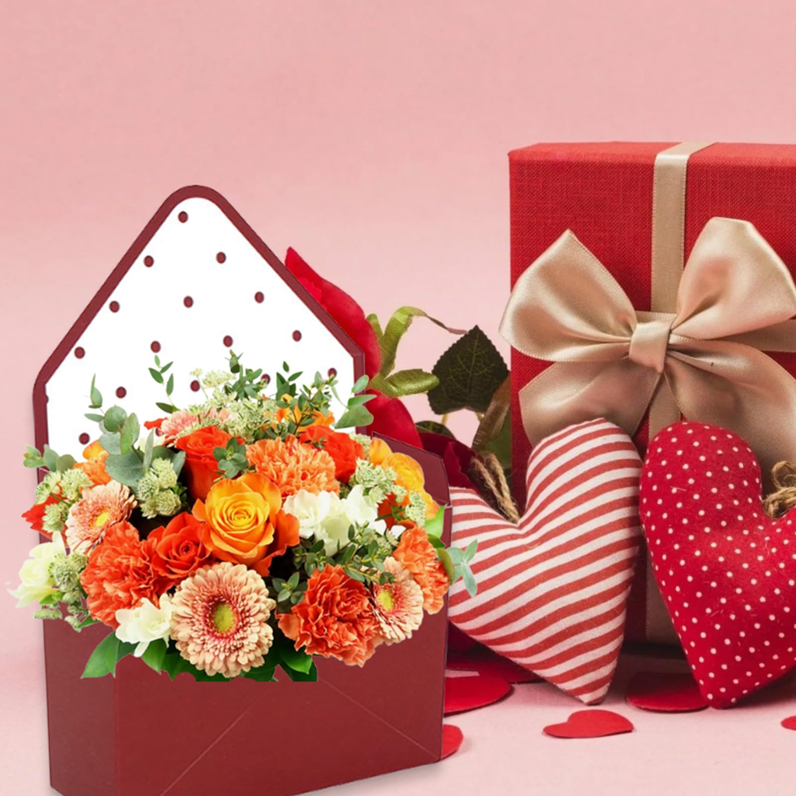 Florist Bouquet Envelope Boxes Mixed Style Flower Bouquet Packaging Gift Paper Boxes Gift Wrapping Envelope Handbag for Valentine's Day, Mother's Day, Birthday Party Decoration Supplies 4 Pcs