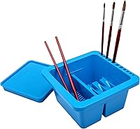 Vista 11 de MyLifeUNIT Limpiador de pinceles, soporte y organizadores para pinceles de pintura acrílica, acuarela y pinturas a base de agua (negro)