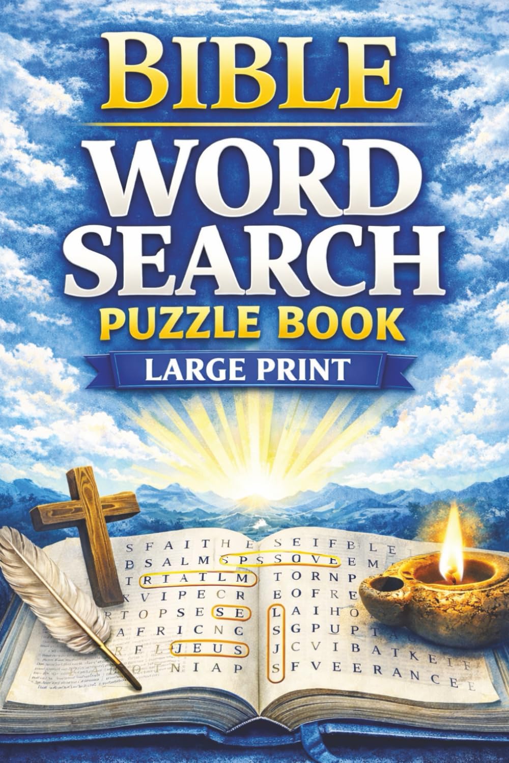 Bible Word Search Puzzle Book Large Print: Word Searches with Easy to Read Print about the Bible, Scripture, Jesus and More | 6x9 inches, 102 pages | 100 Puzzles