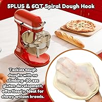Vista 3 de Gancho de masa en espiral de acero inoxidable para batidora de pie KitchenAid, gancho para pan, se adapta a batidoras de pie con tazón elevable