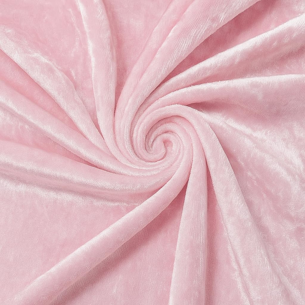 Pink Crushed Velvet Fabric – 3 Metre Length x 150cm Wide – Soft Luxury Material for Upholstery, Dressmaking, Crafts & Décor