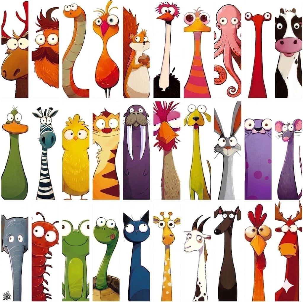 Funny Animal Bookmarks 30PCS Cute Bookmarks Creative Cartoon Page Holders, Unique Gifts for Book Lovers, Students, Readers,Teacher