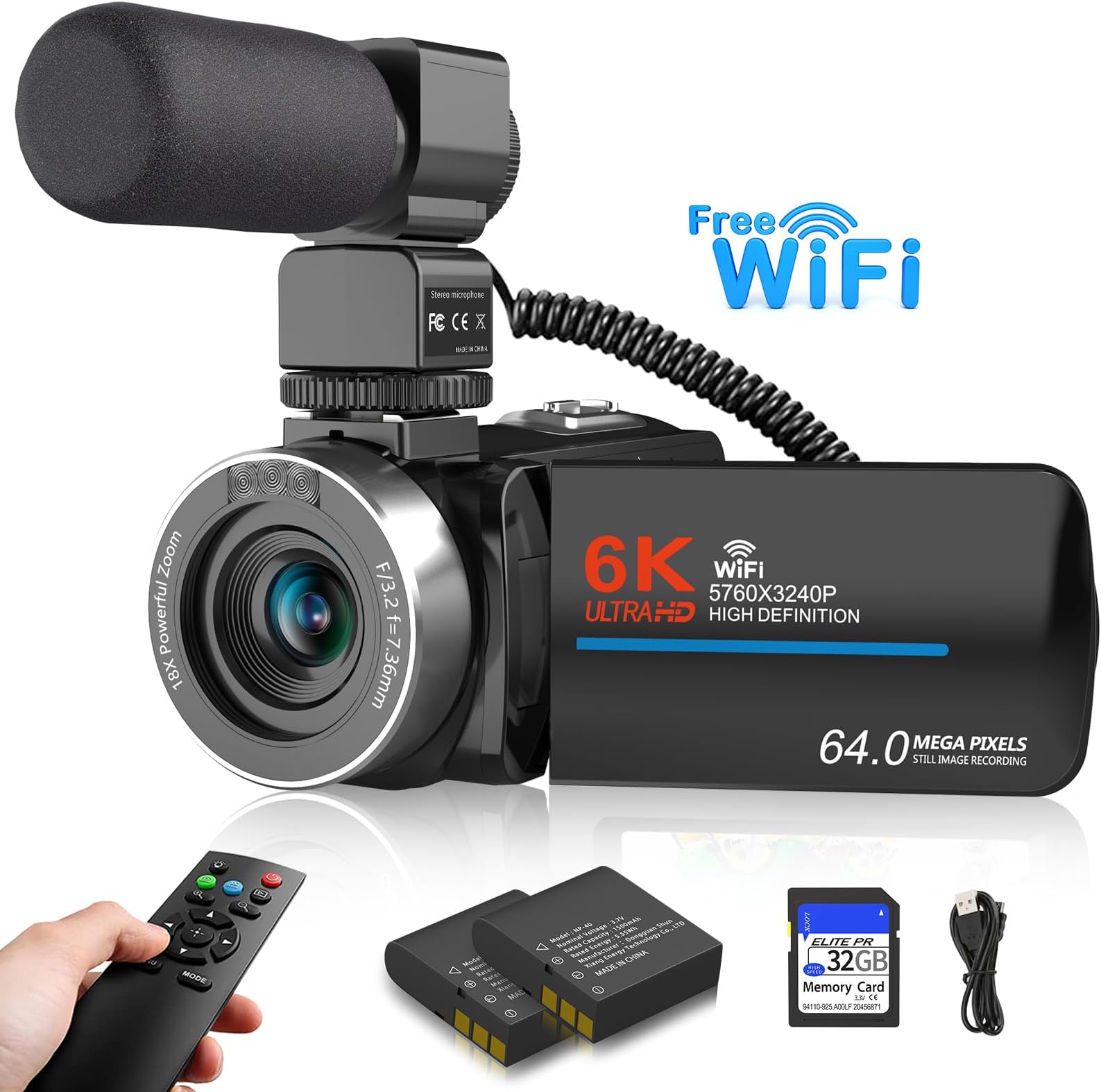 VETEK 4K Video Camera Camcorder, UHD 64MP Vlogging Camera for YuTube with Focus Function 4.0 Inch Touchscreen Camcorder, WiFi Digital Camera, 18X Digital Zoom Lan-NPX108-1-3