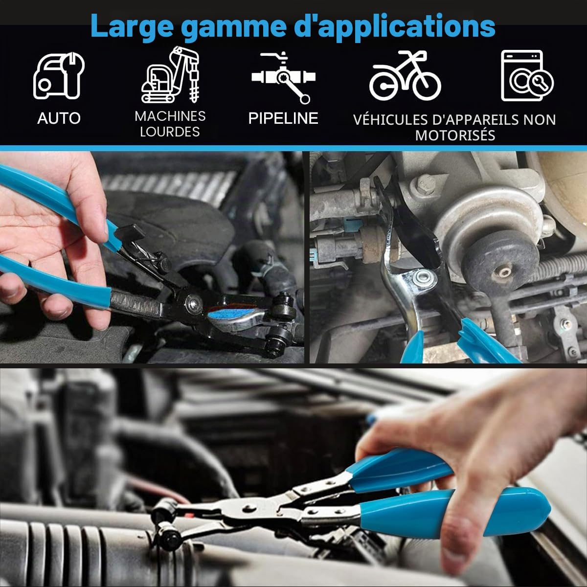 Lot de 4 Pince Collier Durite de Voiture, Pinces pour Colliers de Serrage Pince à Collier de Serrage pour Automobiles pour le Démontage et l'installation de Colliers de Serrage