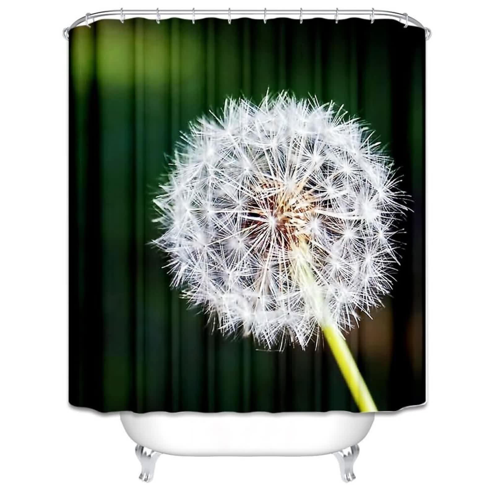 Rideau douche pissenlit isolant 220x180cm avec 12 crochets pour baie coulissante