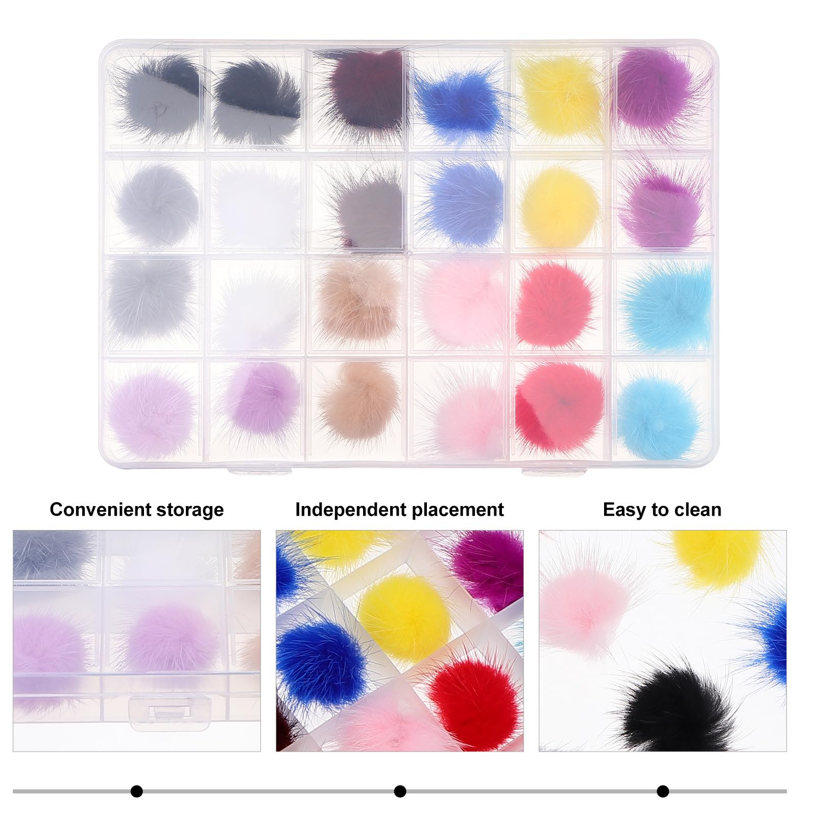 Kit Accessori Unghie 24 Pezzi Decorazioni per Nail Art Palle Soffici in Lana per Manicure Creativa Decorazione per Unghie Fai da Te