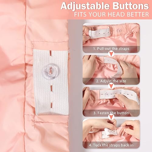 Miniatura 2 de Gorro de ducha grande para mujer, gorro de ducha ajustable, gorro de ducha rosa, impermeable, para mujeres de cabello largo (grande, rosa)
