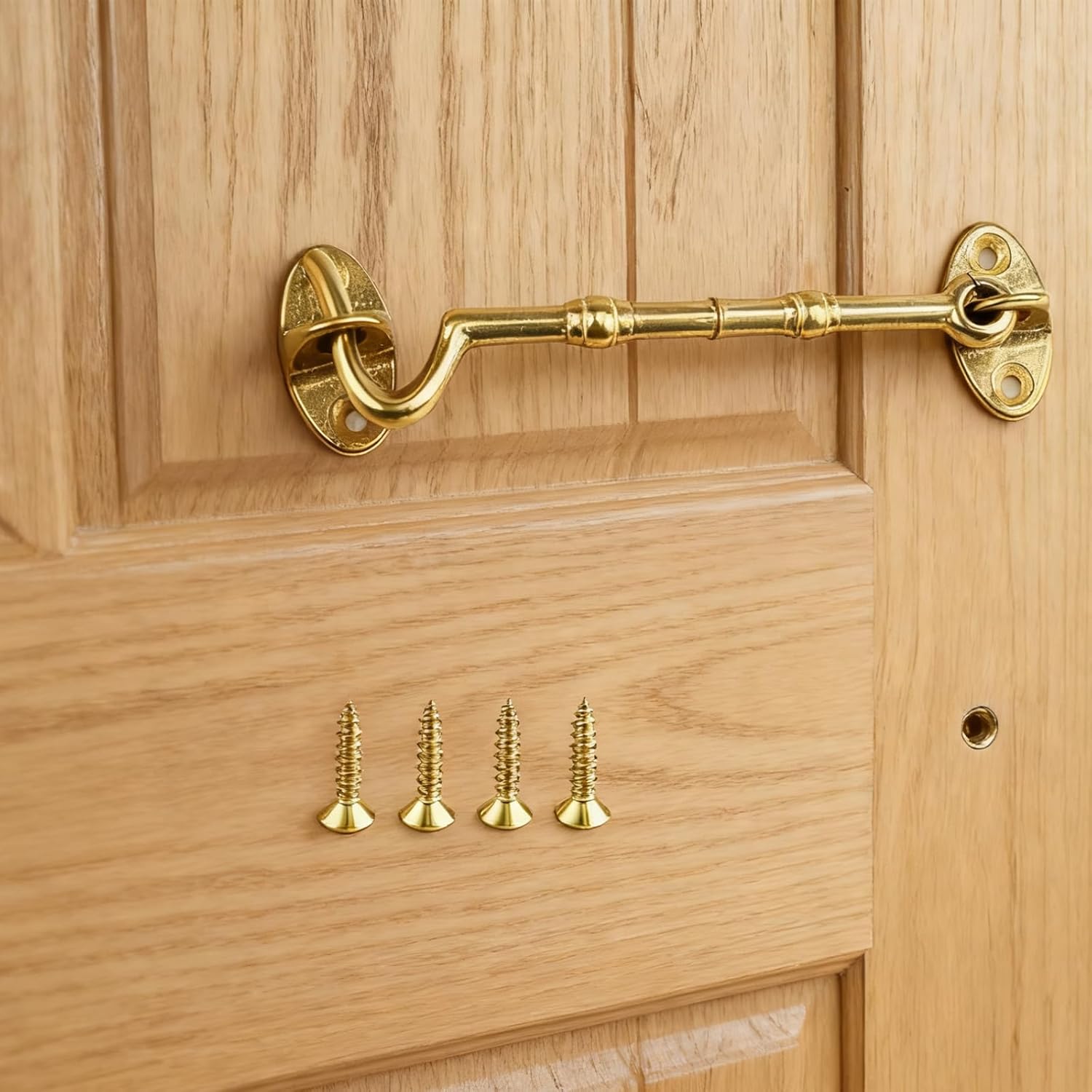 Geesatis 6 Inch Heavy-Duty Stainless Steel Swivel Latch – Solid Thickened Rust-Proof Gate Hook for Windows, Doors & Cabinets – Secure Locking for Barn Doors, Sheds & Gates (1 Pack),Gold
