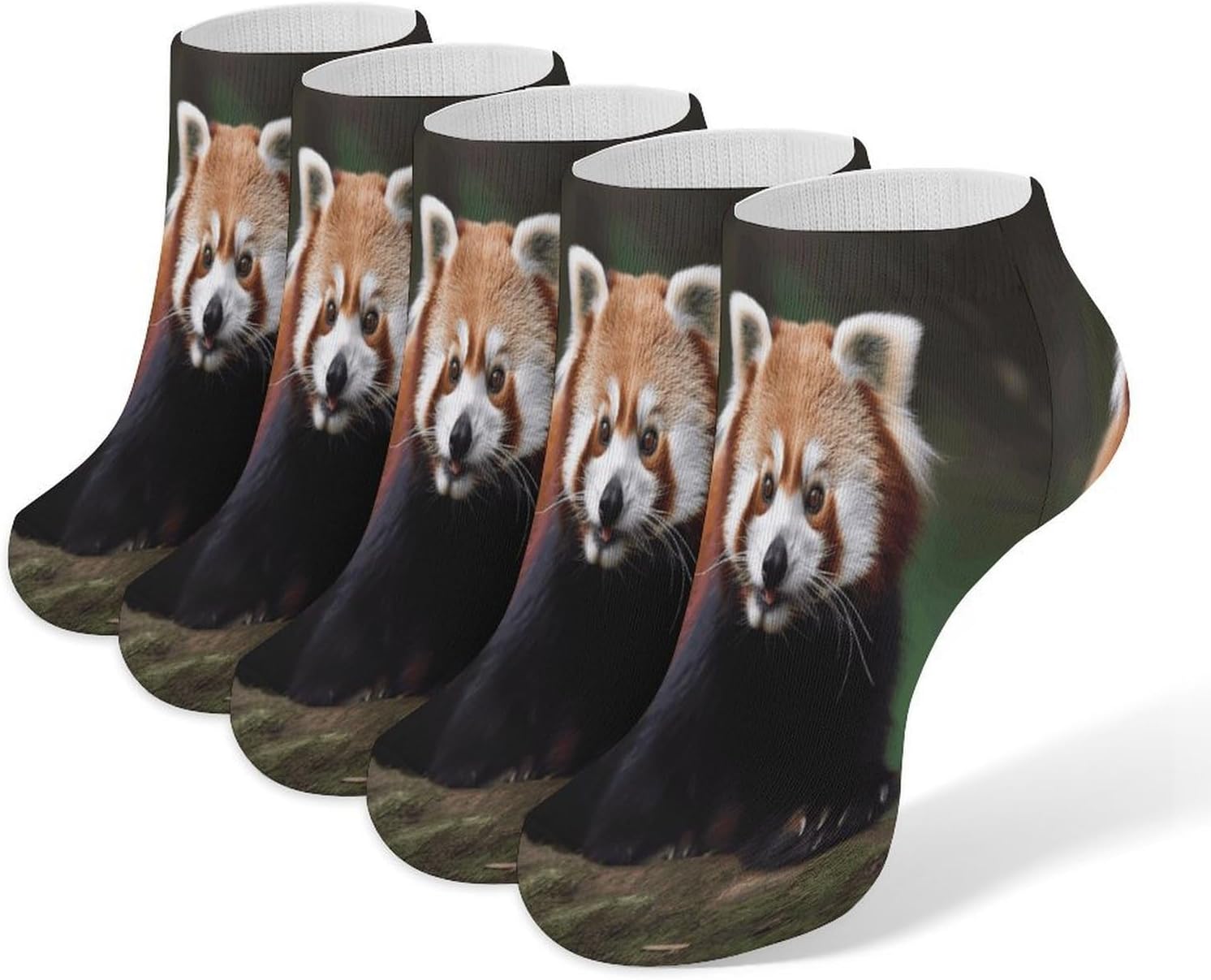 Socks for Men Women 5 Pairs Short Ankle Socks | Animal Red Panda Low Cut Casual Crew Sock Cute Breathable Athletic Socks Non Slip No Show Sock
