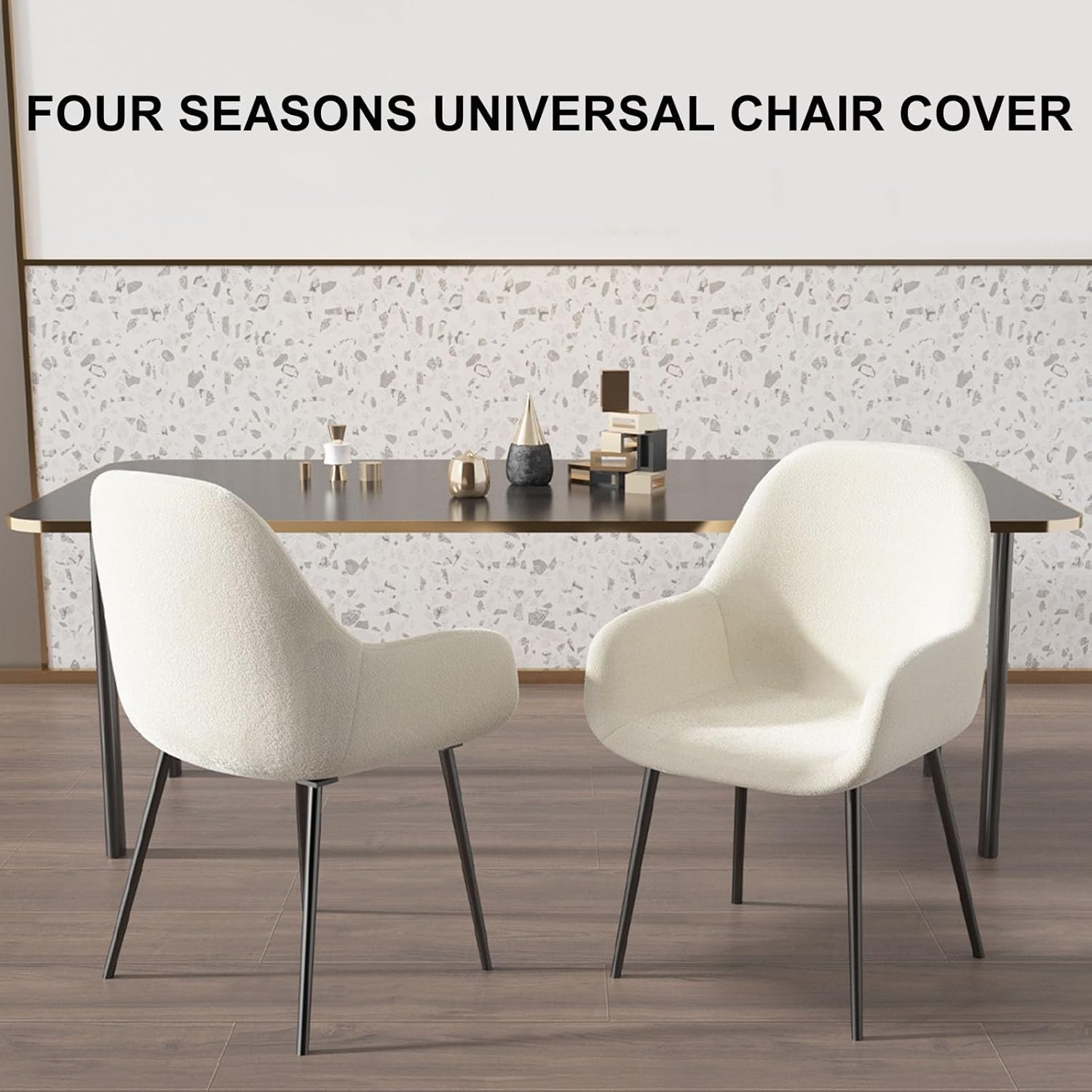 Kitchen Chair Covers Curved Back Chair Cover Stretch Dining Chair Covers Armrest Accent Chair Covers Wingback Chair Slipcovers for Home Decor,Light Gray,4pcs