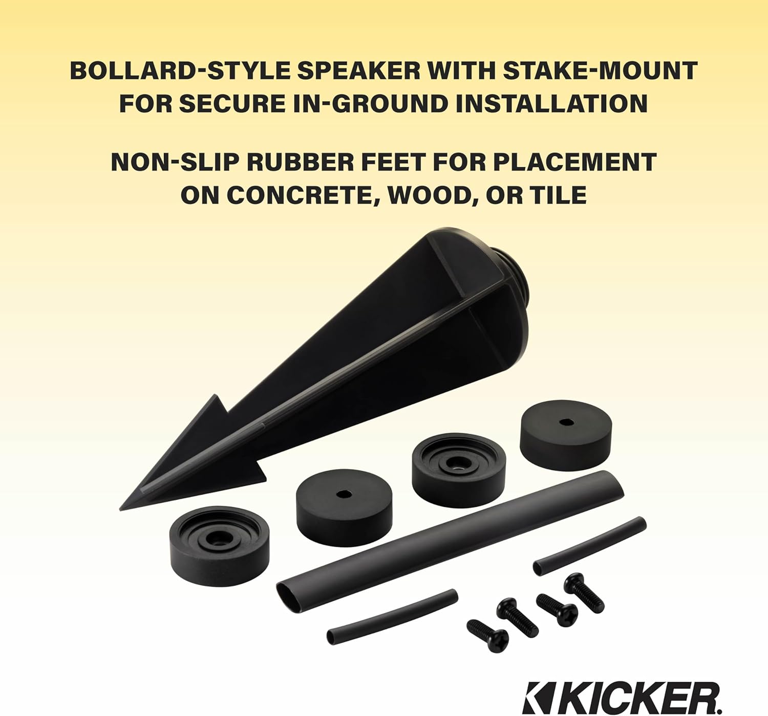 KICKER Towerscape Black 8-inch 2-Way Full Range Indoor Outdoor Landscape Speaker 52OATS8 Weatherproof Wired Outdoor Speaker Home Audio or Stereo System Patio or Landscape Installation Single Speaker