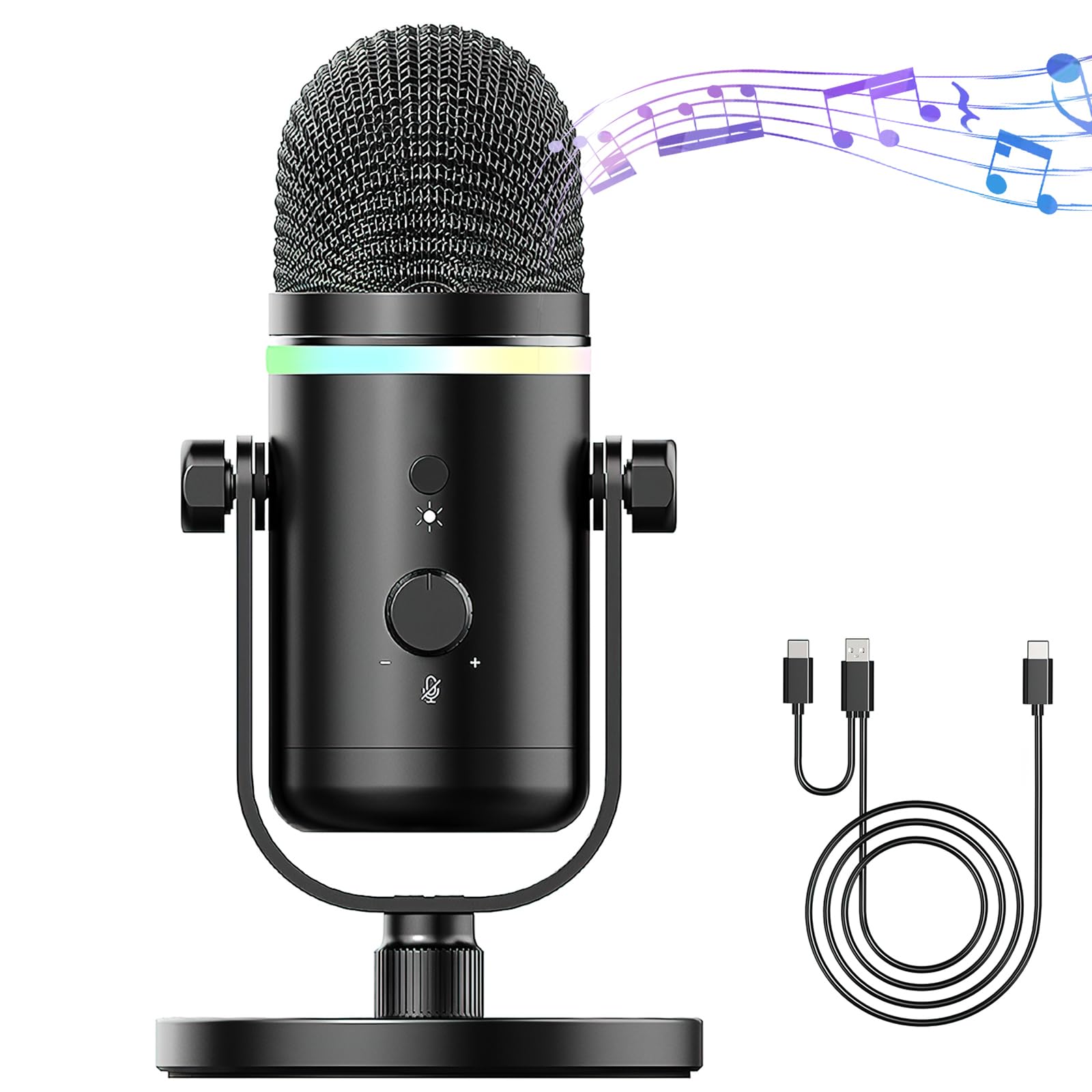 SWRWJ Micr&oacute;fono Condensador USB para Juegos, Patr&oacute;n Cardioide, Micr&oacute;fono Escritorio Giratorio 360 Grados con Cancelaci&oacute;n Ruido y Silencio para Podcasting, Twitch, Juegos, PC, Mac : Amazon.com.mx: Instrumentos Musicales