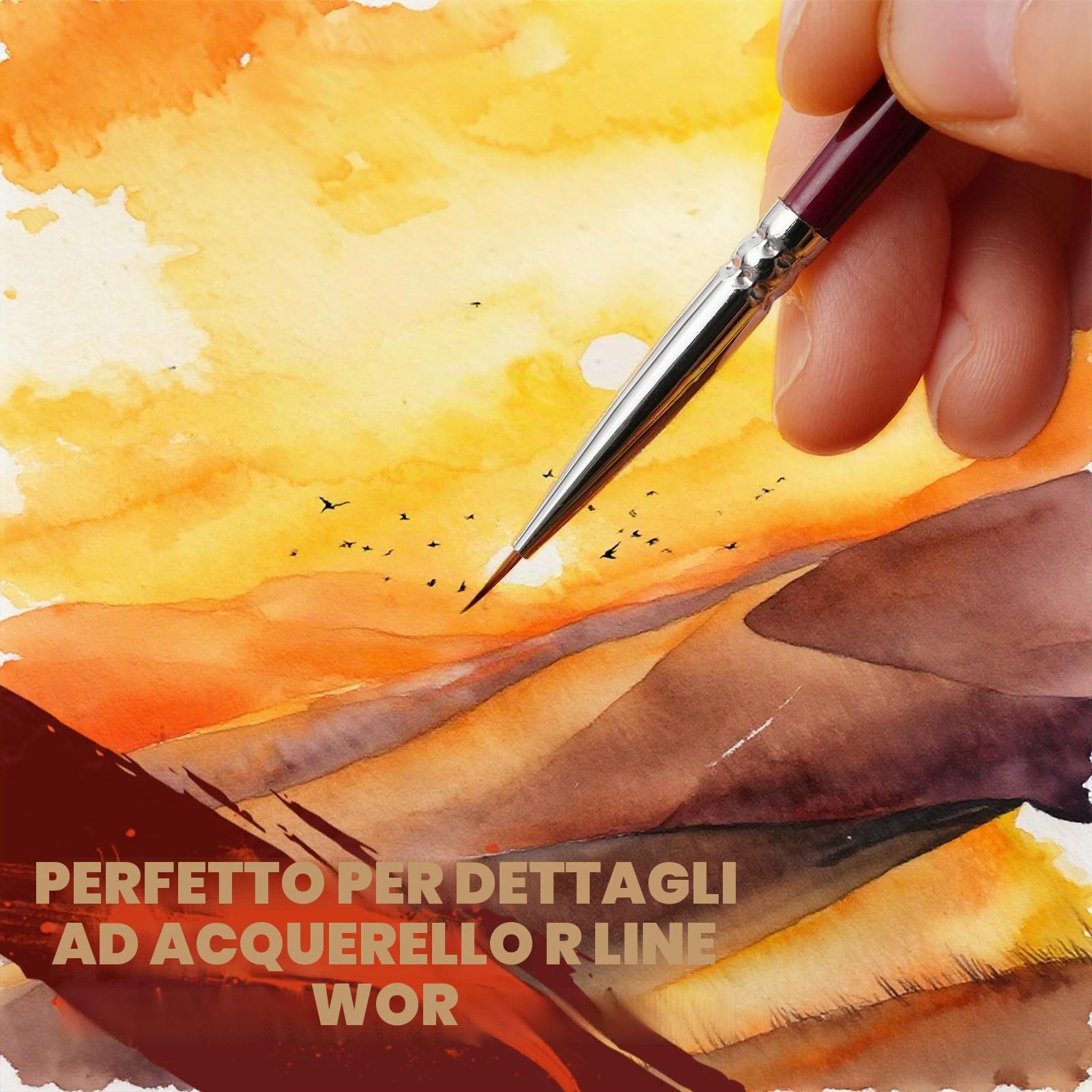 Golden Maple 7 pennelli sottili per Drybrush e 3 pennelli Kolinsky per miniatura, pittura di modelli, inchiostri a olio acrilici, 7 misure
