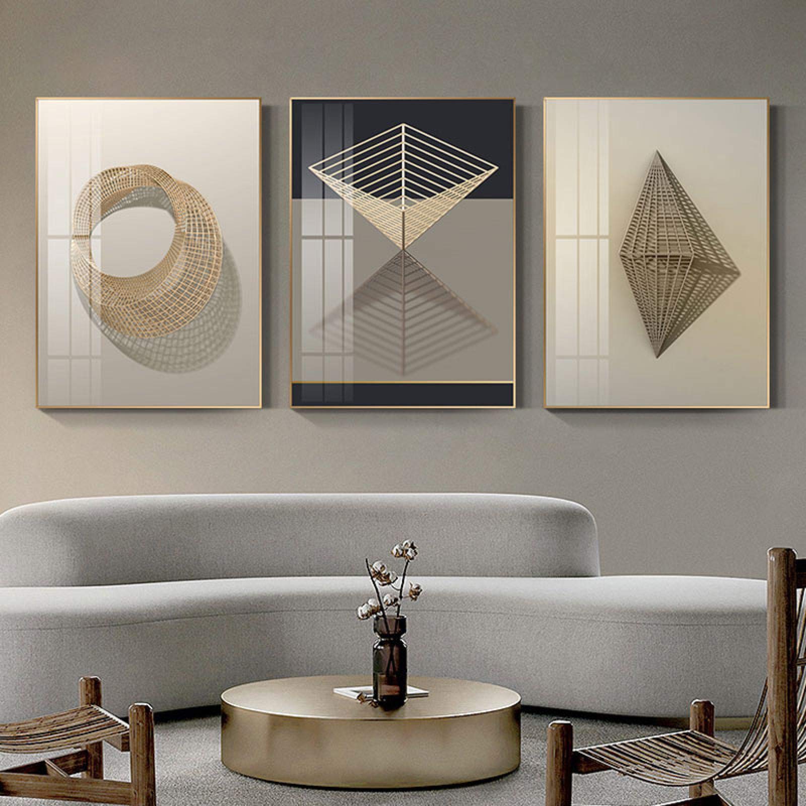 Arte de la pared abstracto para rellenar grandes espacios de salón juego de 3 lienzos sin marco 8