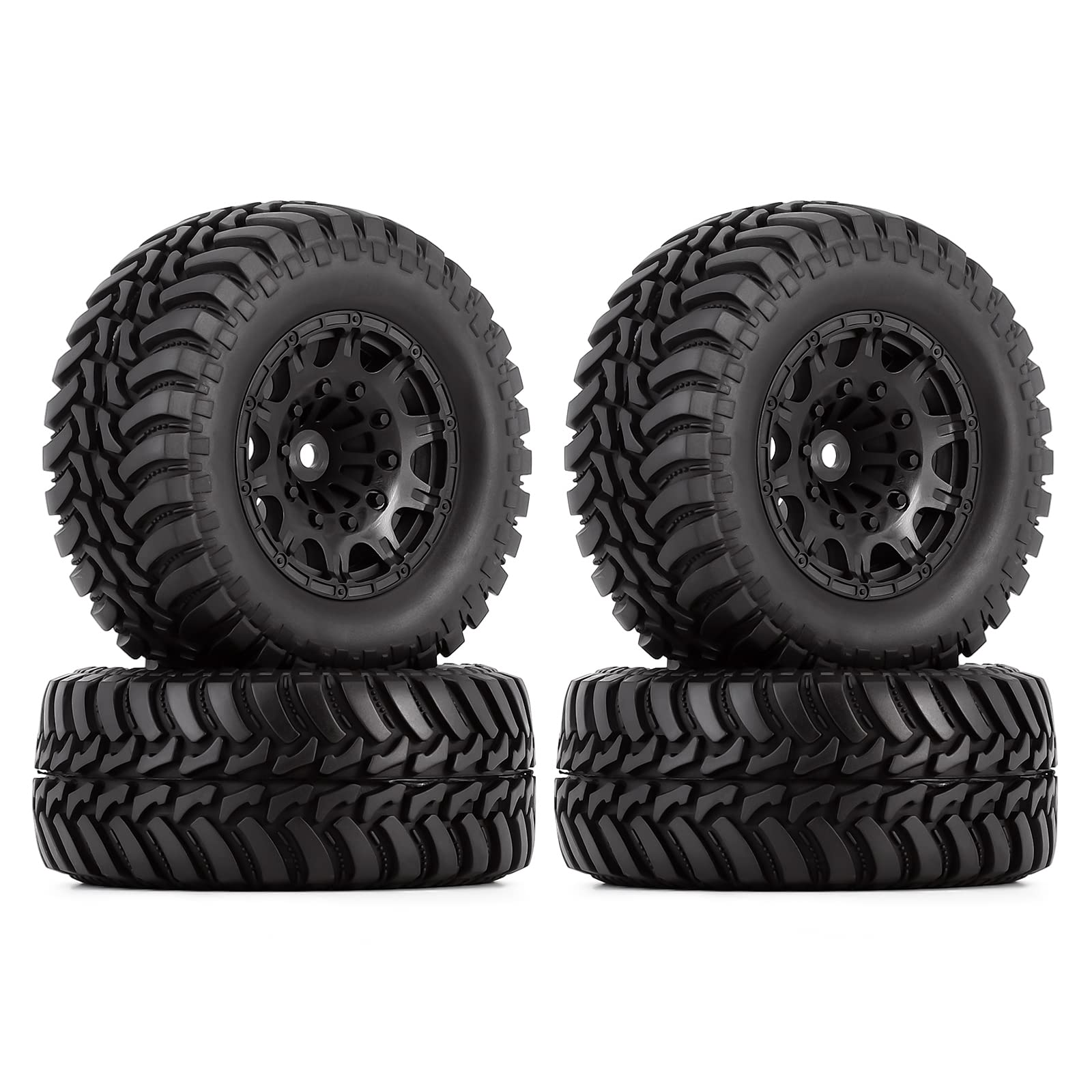 INJORA RC Short Course Wheels and Tires 4PCS Rubber Tires Set for 1/10 Short Course Truck Slash VKAR 10SC HPI