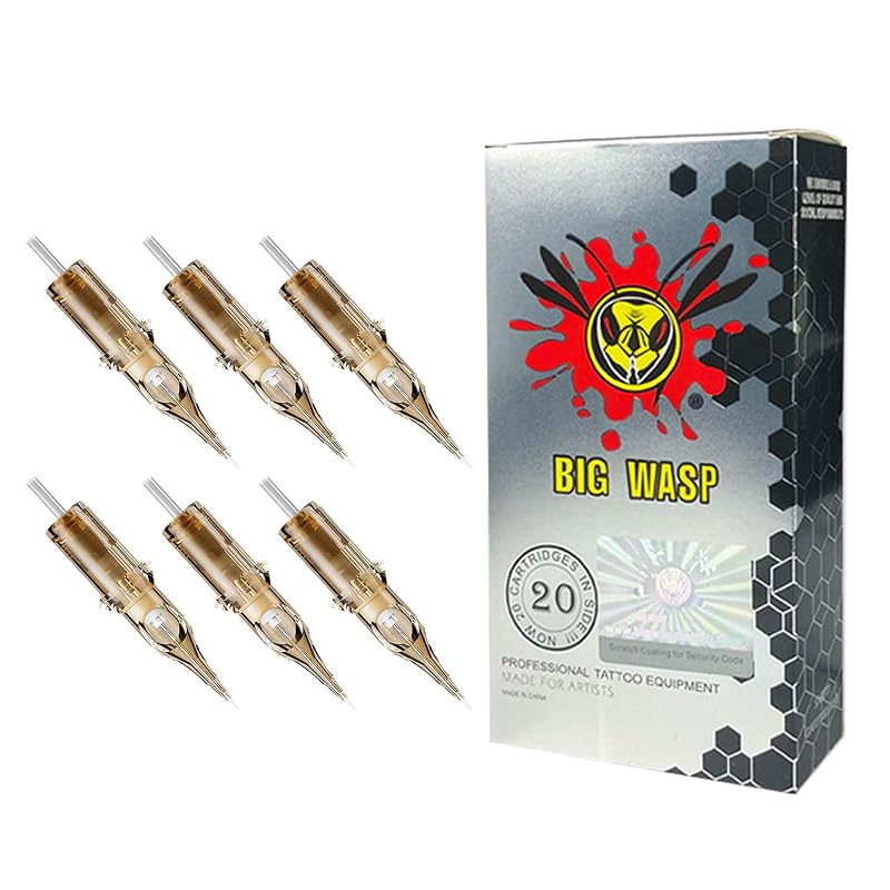 Agulhas para Tatuagem BIGWASP #12 5RS, Cartuchos Shader Redondo com 5 Agulhas, Generation 3, Pacote com 20