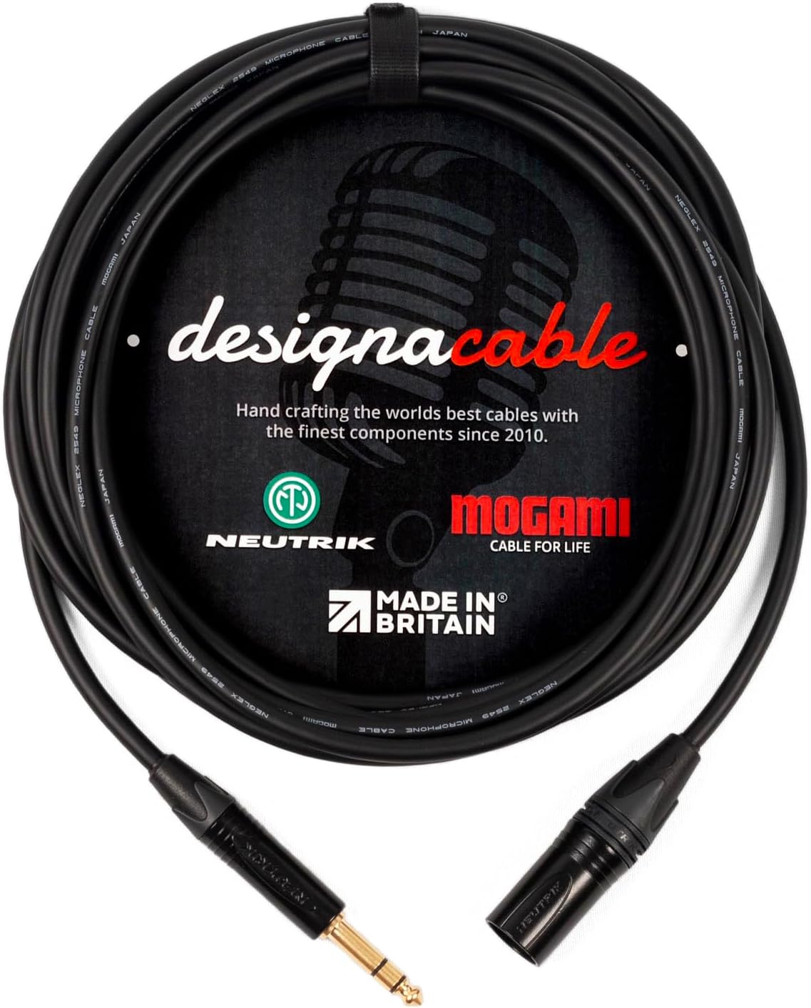 com 5m - Low Capacitance' Balanced TRS Jack Cable to Male XLR Cable - Handmade in the UK using Mogami W2549 Microphone Cable & Neutrik NP3X-B TRS Jack & NC3MXX-B XLR.