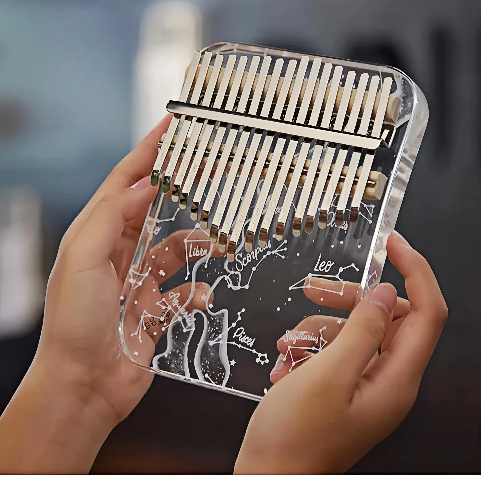 Kalimba 21 Schlüssel, Crystal Fingerklaviere，Professionelle Daumenklavier Carlimba, Mbira Instrumente für Erwachsene und Kinder (Weiß)