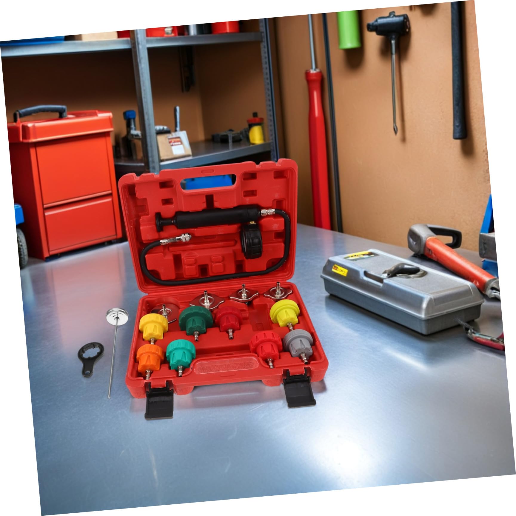Operitacx Kit Tester Pressione Radiatore Affidabilità Termine in Metallo e Plastico per di Raffreddamento Auto, per Appassionati e Professionisti