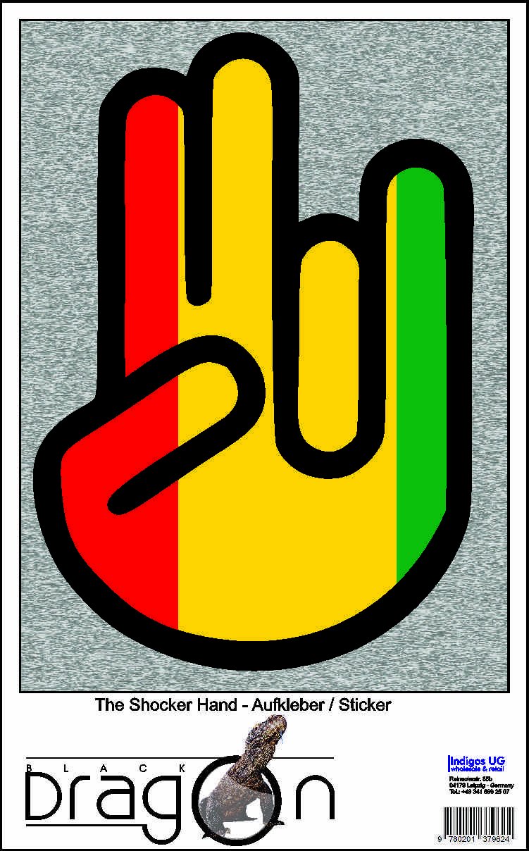 INDIGOS UG Adesivo The Shocker Hand 15 Cm - Decalcomania In Vinile Nero Resistente UV Per Auto, Moto, PC, Valigie - 3