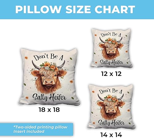 Miniatura 3 de Hyturtle Divertida almohada de vaca de las tierras altas (inserto incluido), regalos para niñas y mujeres, cumpleaños para amantes de las vacas,
