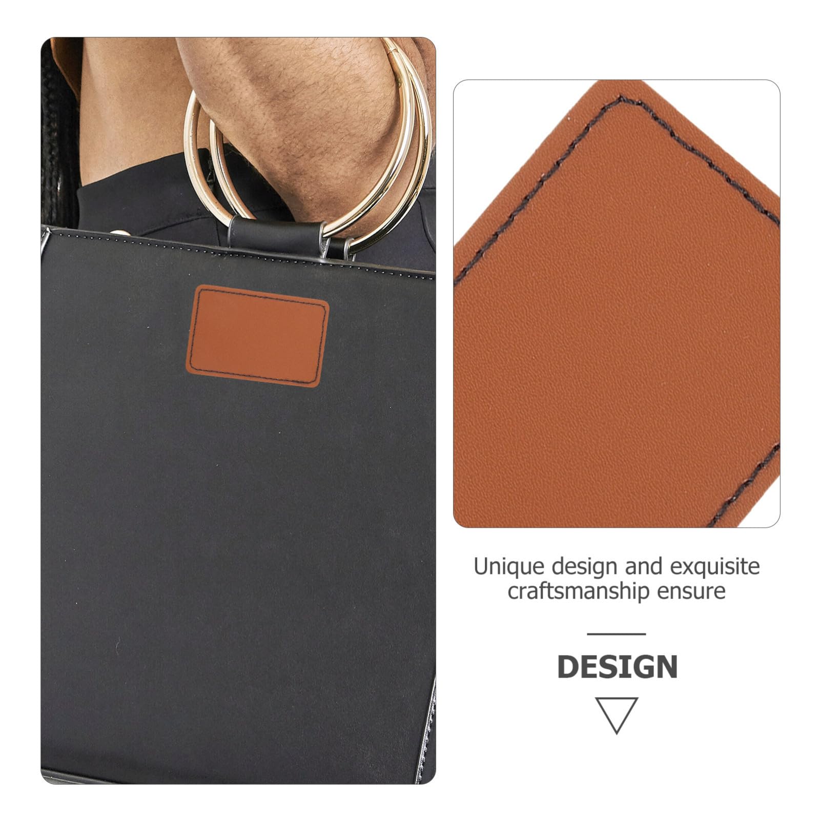 Homoyoyo 15 Stück Pu Leder Nähetiketten zum Aufnähen in Rund Oval und Rechteckig Flexible Kleiderverzierungsetiketten für Taschen und Hemden für Hochzeiten