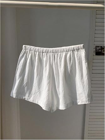 Floerns Women's Elastic Waist Double Layered Linen Shorts Casual Shorts