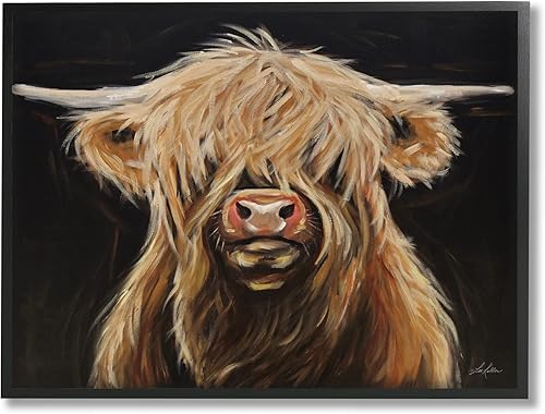 Stupell Industries Highland Bull Retrato Granja Ganado Retrato Pintura, diseño de Lee Keller