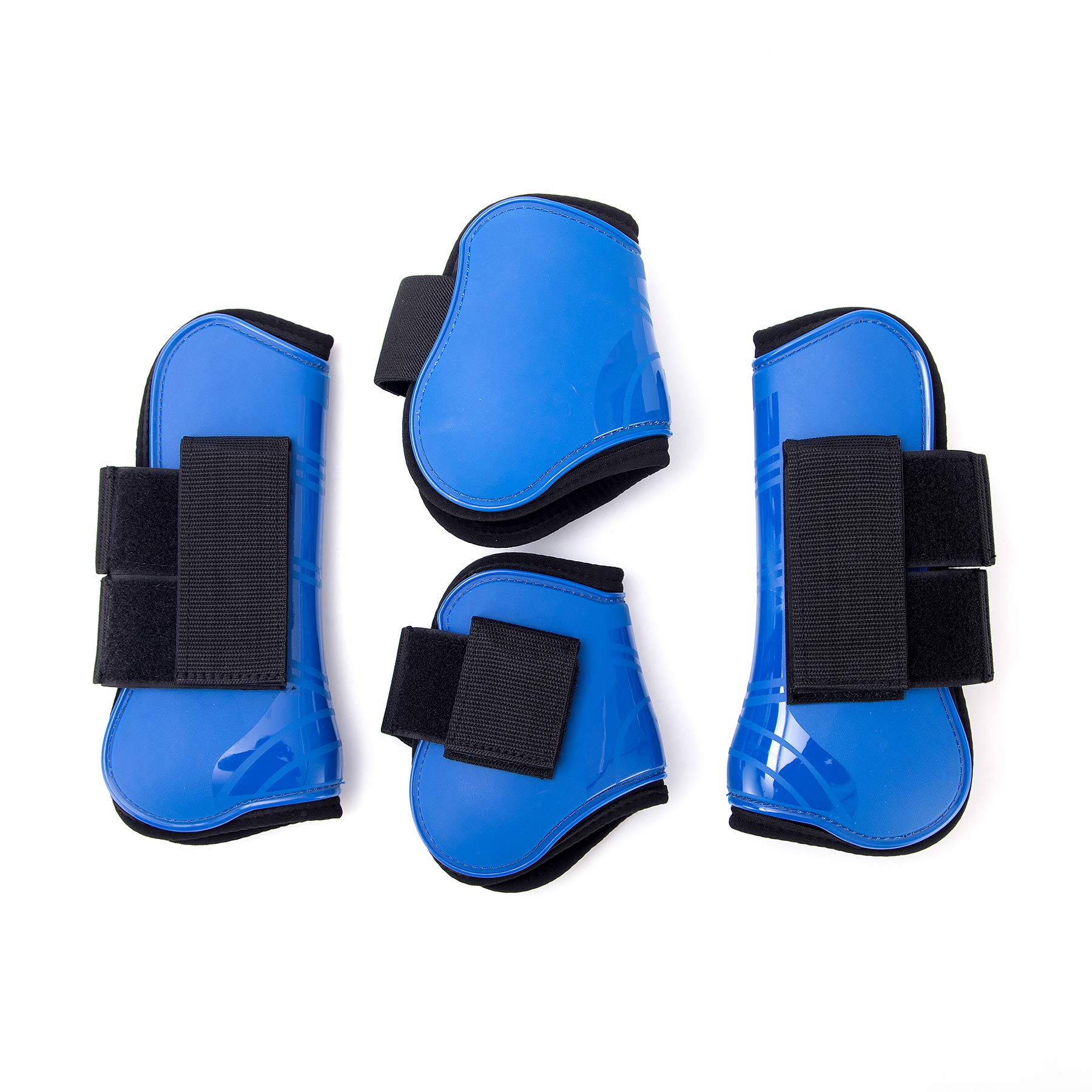 Merauno® Horse Gaiters Set of 4 Gaiters for Front Rear Hard Shell and Touch Fasteners Fastening for Men and Women PU Robust Elastic Tendon Boots Classic (L(WB) - Image 2