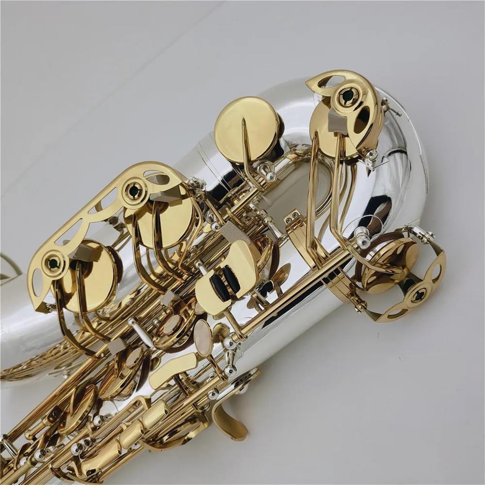 Saksofon Saksofon Tenorowy Bb Tune Posrebrzane Mosiężne Klawisze Instrumenty Dęte Drewniane Z Akcesoriami Do Futerału Na Ustnik (Color : High-end bag)