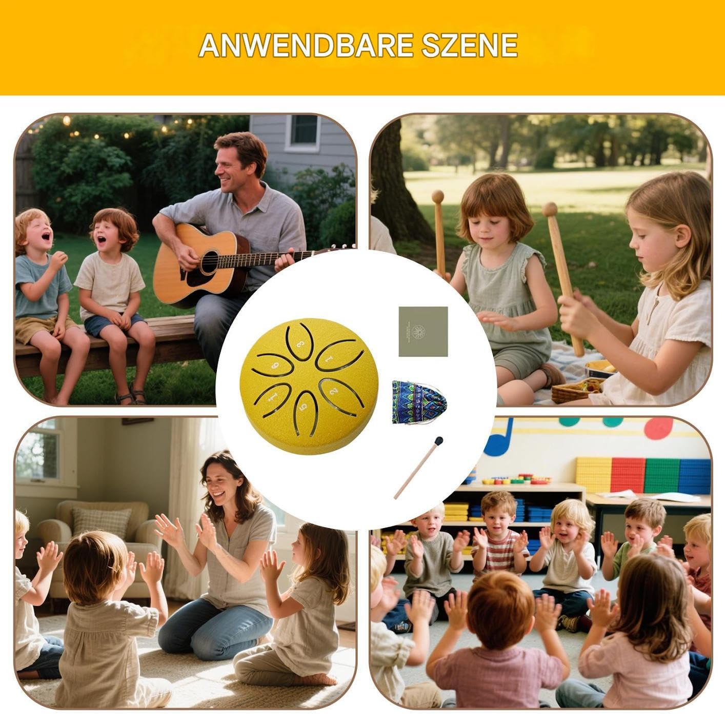 Garden Rain Drum - Notiz Stahlzungenmusik -Trommeln für Anfänger, Kinder -Yoga -Schule mit Heimgebrauch, beruhigende Klangheilung für Garten, Rasen, Outdoor -Dekoration, Geschenkverpackung 3,15 Zoll