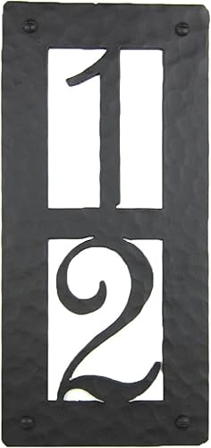 Rústico Custom Hammered Hierro forjado placa de direcciones apv22 Vertical (2number), Negro
