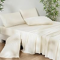 Vista 7 de PHF Juego de sábanas de 6 piezas, 100% rayón derivado de bambú, tamaño Queen, sábanas refrescantes para personas que duermen con calor, banda