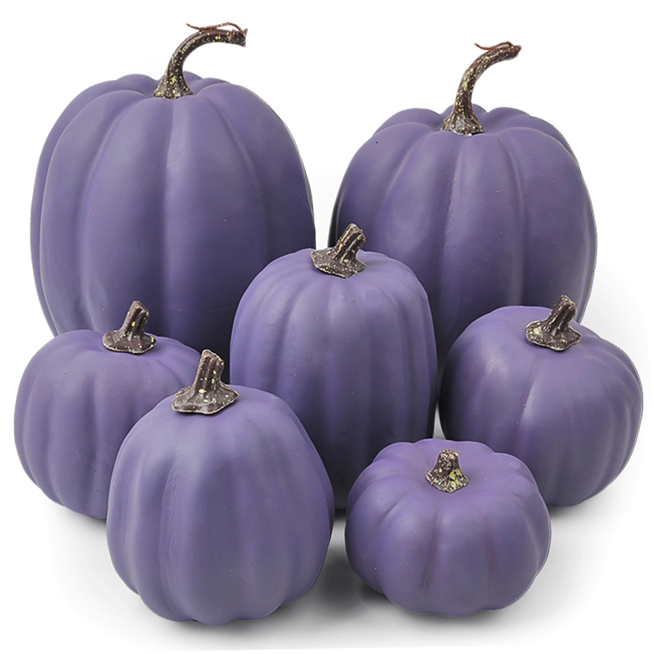 Calabazas Artificiales: 7 tamaños Variados Decoración de Calabazas de Halloween Púrpura