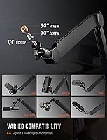 Vista 5 de FIFINE Soporte de brazo para micrófono, brazo de micrófono con abrazadera de escritorio, canales de cable, roscas de 3/8" a 5/8", soporte