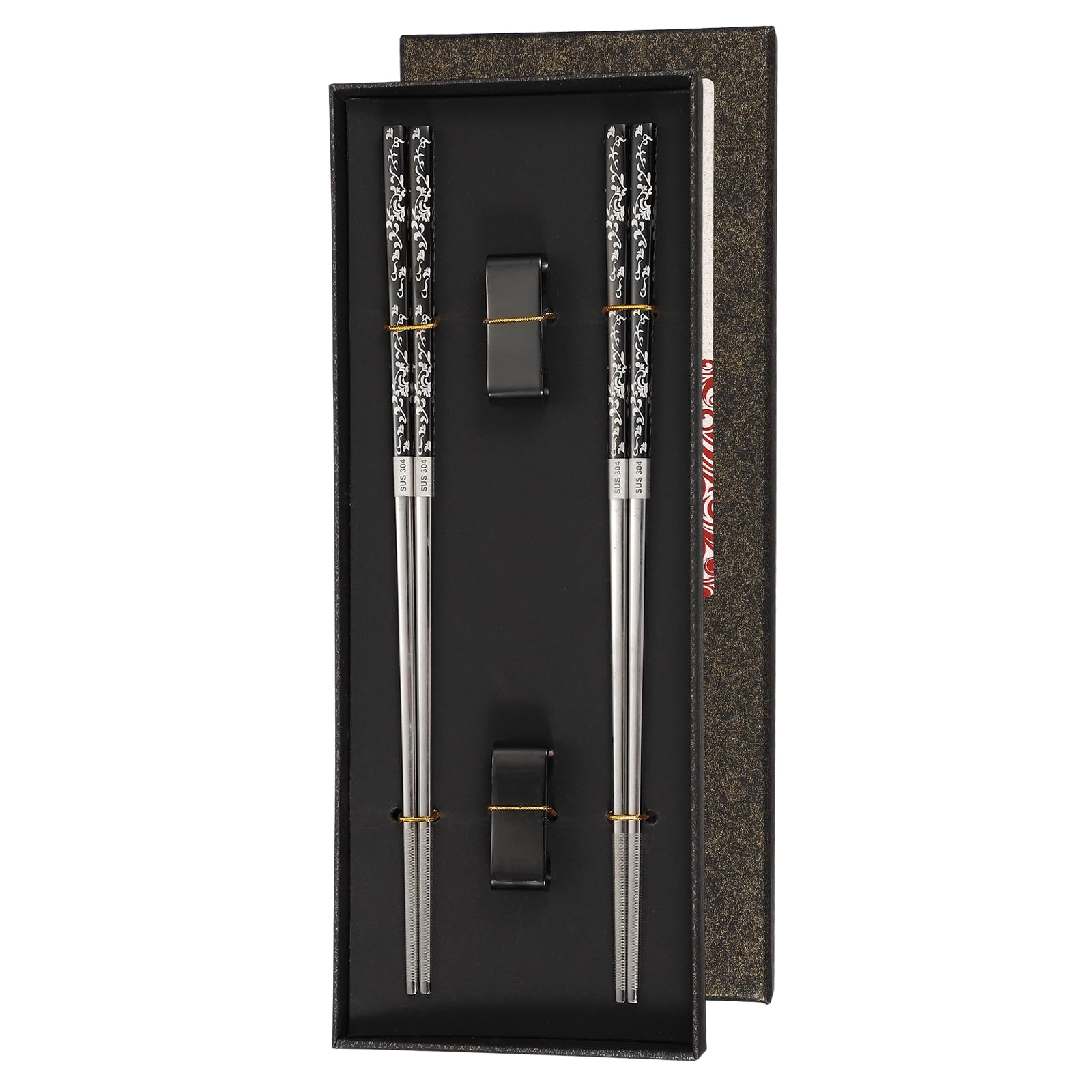 Baguettes carrées en acier inoxydable 23,5 cm avec supports pour la table de maison