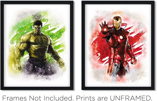 Miniatura 3 de Marvel Avengers - Impresiones artísticas de superhéroes en acuarela (sin marco), gran regalo de 10 (8 x 10 pulgadas), decoración para habitación de