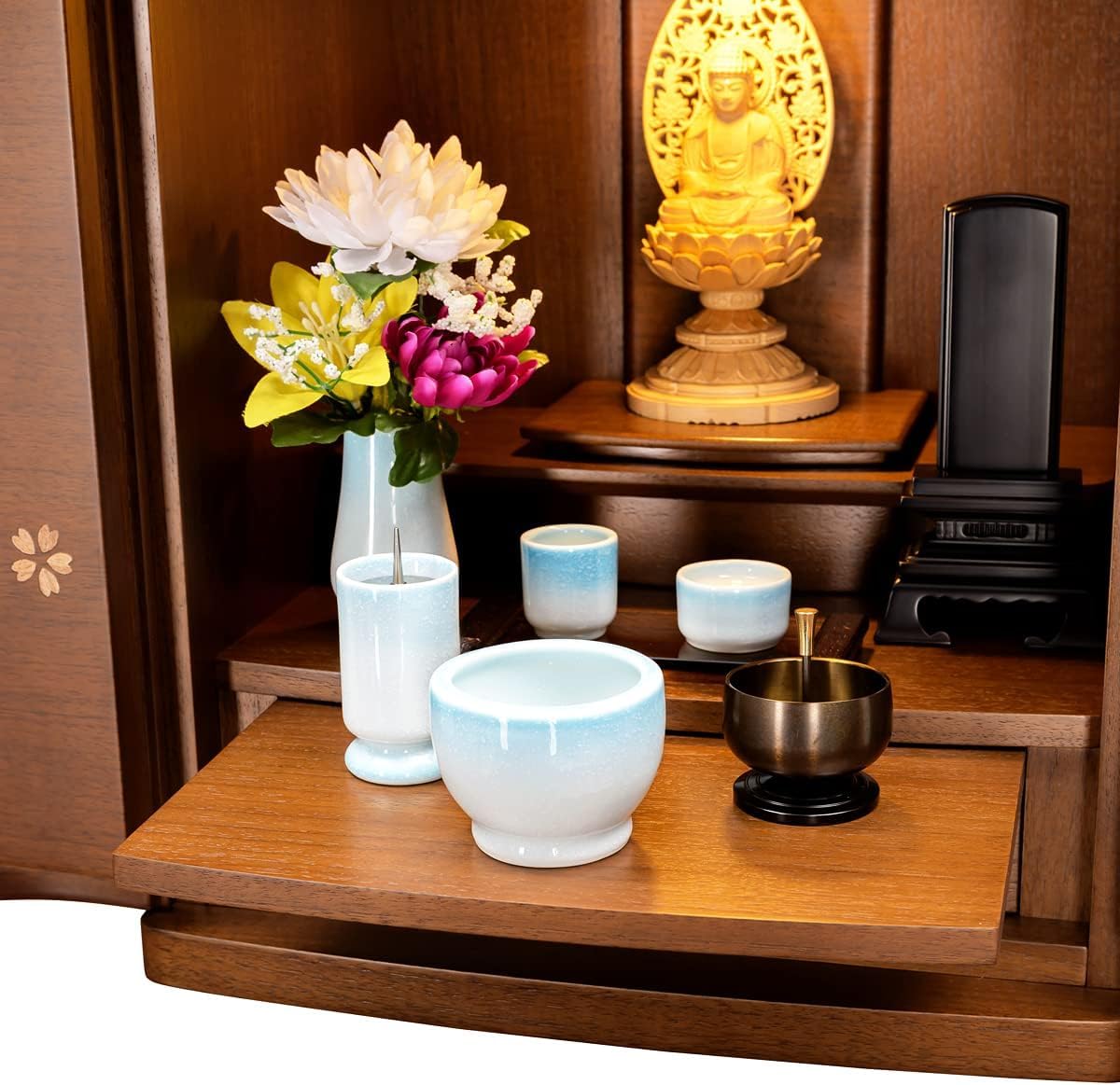 Amazon｜Tomoka 仏具 セット ミニ モダン 仏具セット 5具足 有田焼