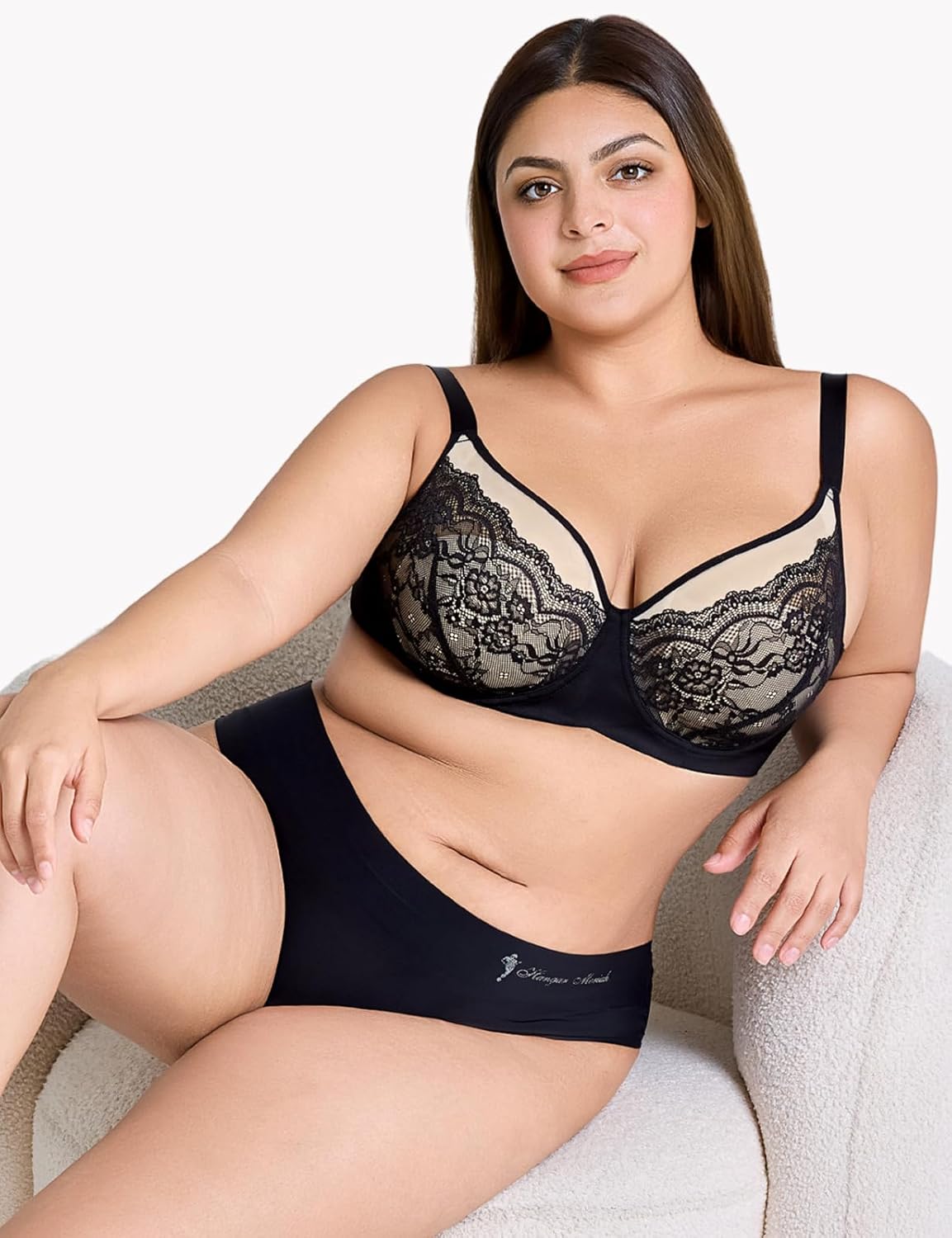 Women's Minimizer Bra Plus Size Bras for Women Underwire Full Coverage Padded Lift Sheer Mesh Bra 34-44, C-H Cup - Image 5