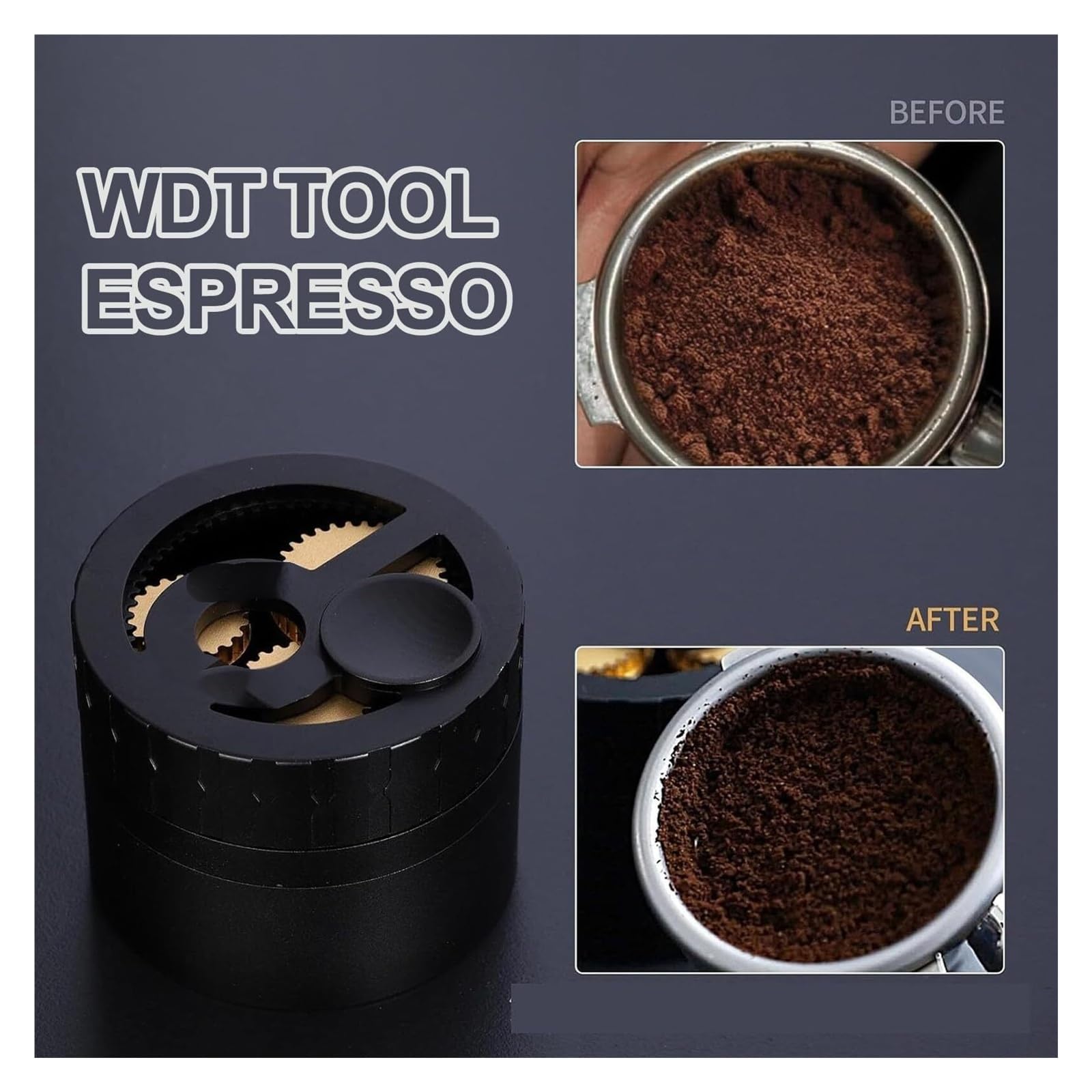 Herramienta de distribución de café expreso, múltiples 51 mm 53/54 mm 58 mm for el hogar y la cafetería, agitador de café con 10 agujas de acero inoxidable(58mm)