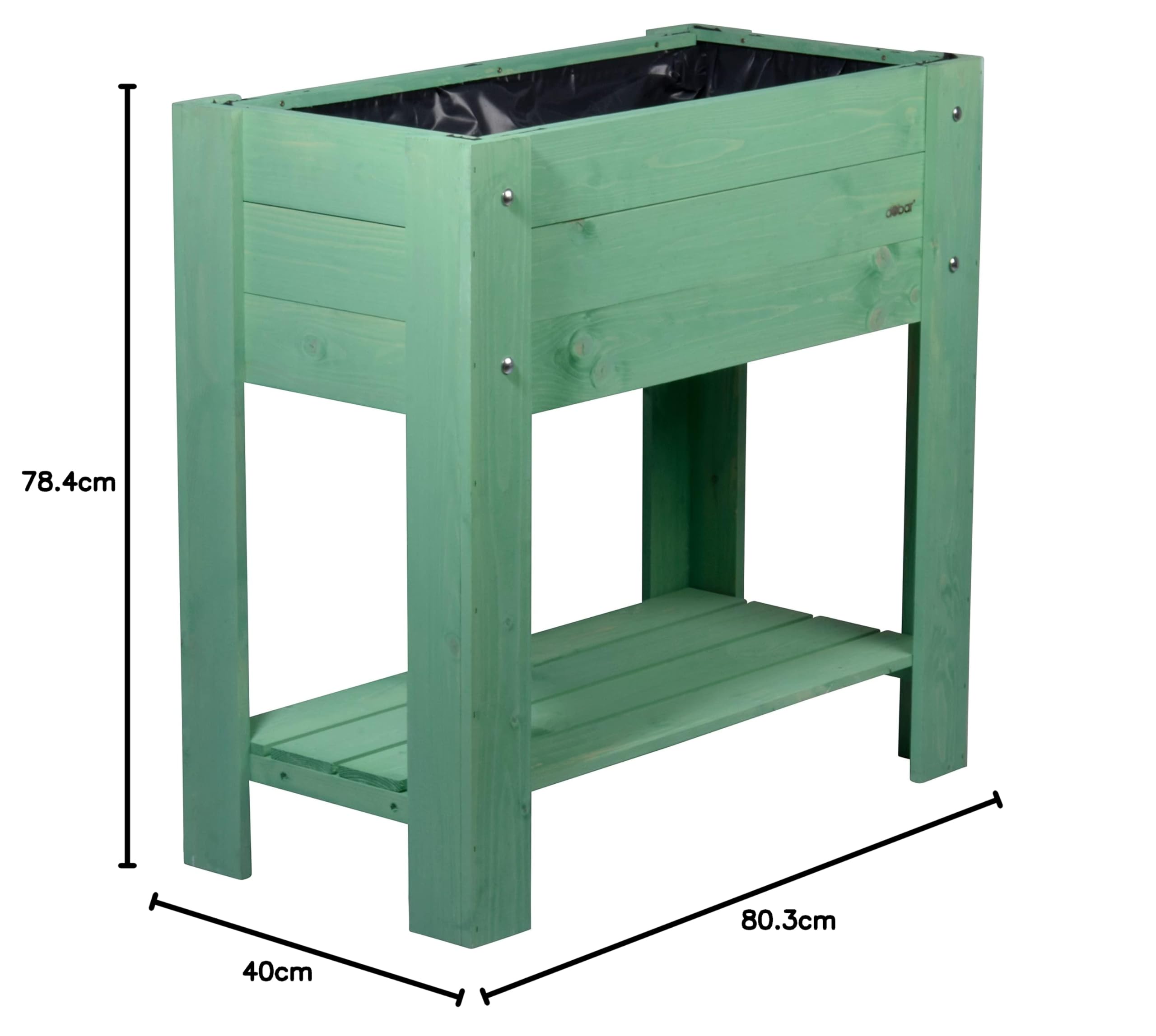 dobar 58292FSCe – Elegante bancal Alto Urban con Superficie de Almacenamiento – Bancal Elevado para Verduras con lámina – Jardinera Verde Menta para balcón, jardín y terraza
