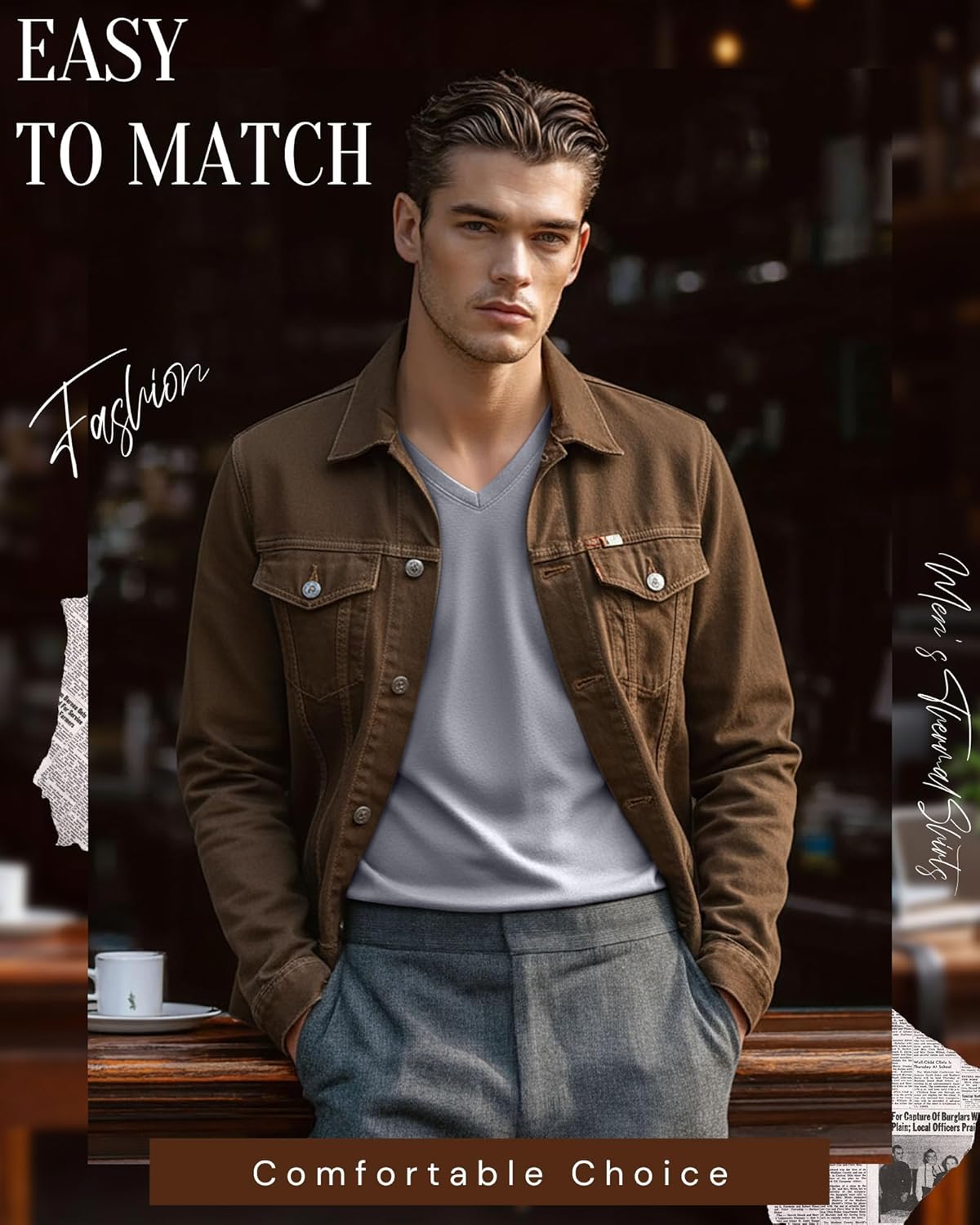 4 Pack Men's Thermal V Neck Shirts Fleece Lined Long Sleeve Sweatshirts Loose Fit Casual Winter Underwear Tops - Image 6