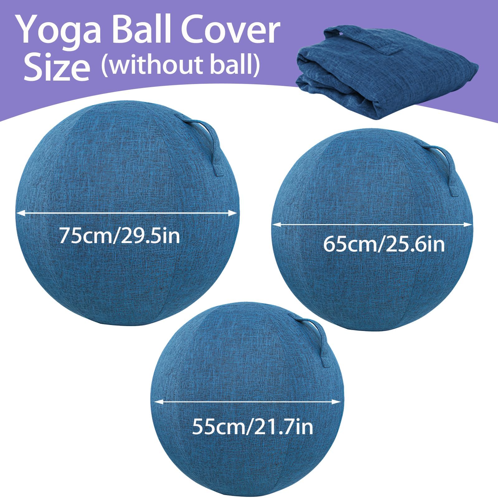 Housse de ballon de yoga anti-rayures avec poignée Bleu 85 cm
