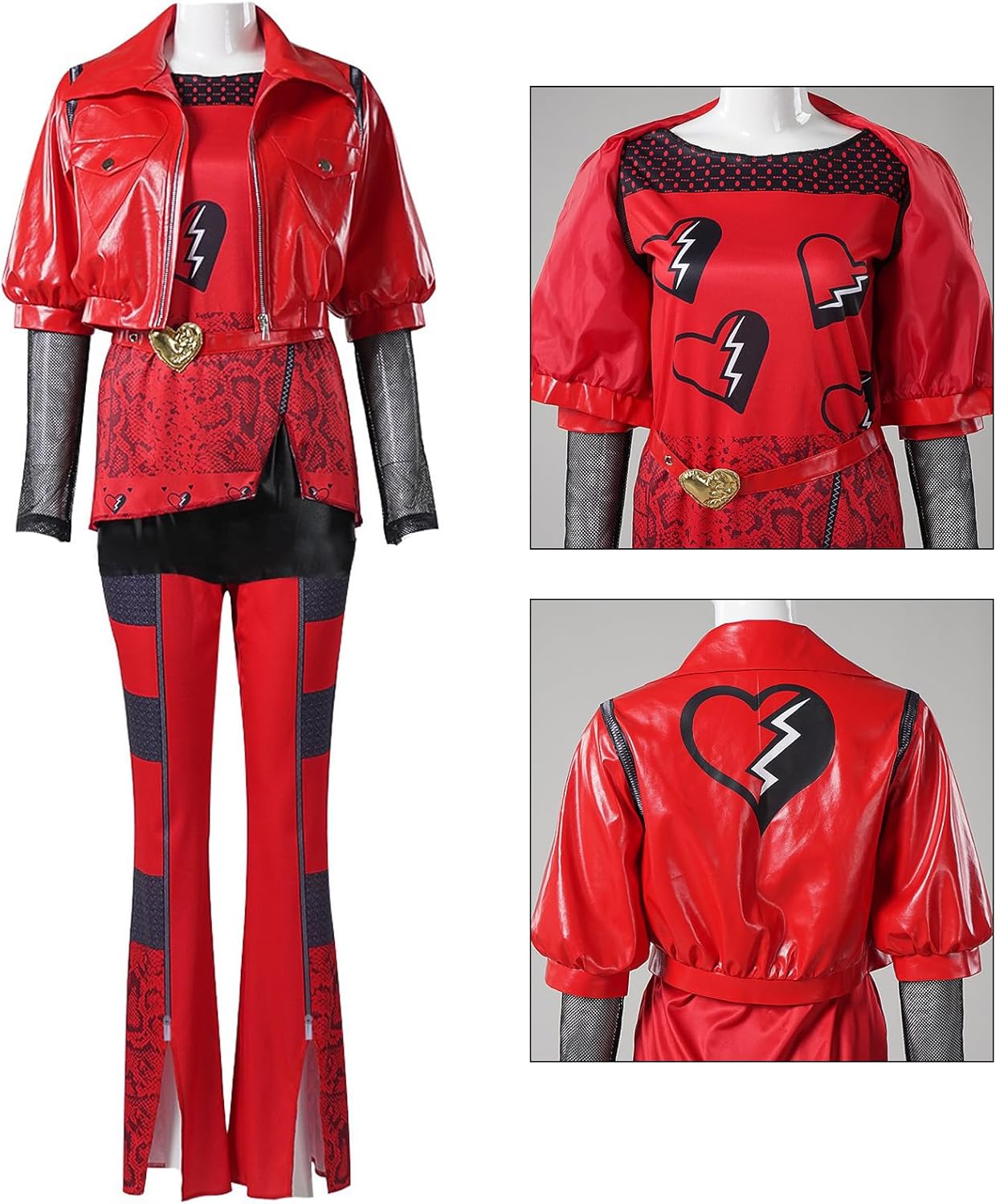 Women Princess Red Costume Adult Rise of Red Costume Halloween Cosplay Outfits PU Leather Jacket Top Pants Full Set - Image 6