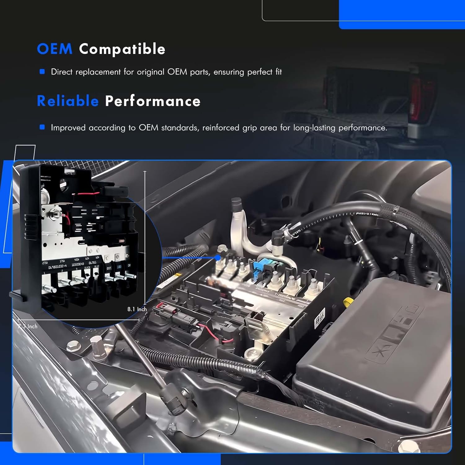 84694241 Battery Distribution Engine Compartment Fuse Block Fit for GMC Sierra 1500 Yukon Yukon XL 2019-2023 for Cadillac Escalade Escalade ESV 2021-2023, Fuse Box Replace# 85119042, 85554196