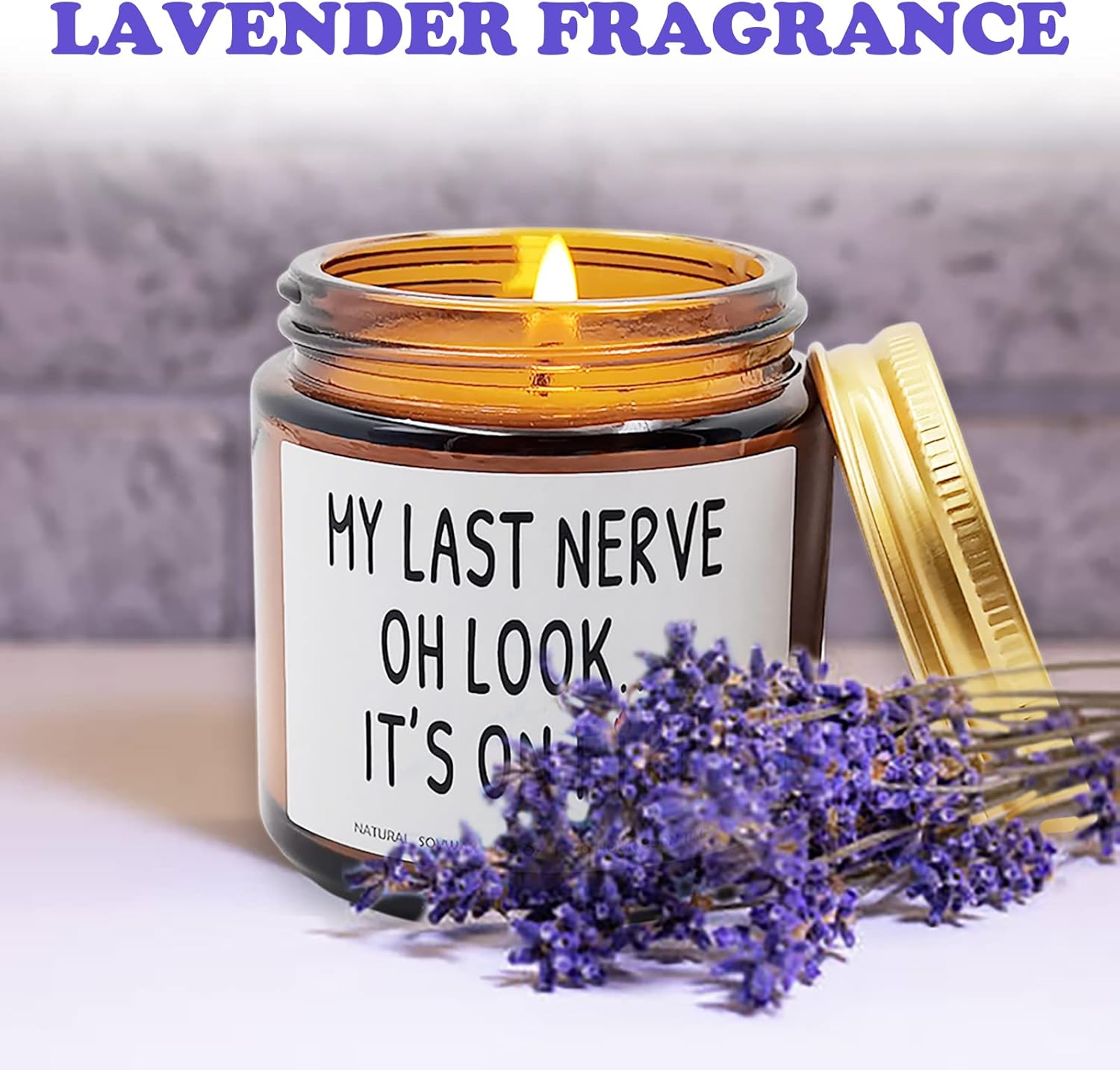 My Last Nerve Lavender Scented Candles,Funny Friendship Gifts for Best Friend Women, Mother's Day Birthday Christmas for Mom Dad Sister Coworker(My Last Nerve) - Image 2