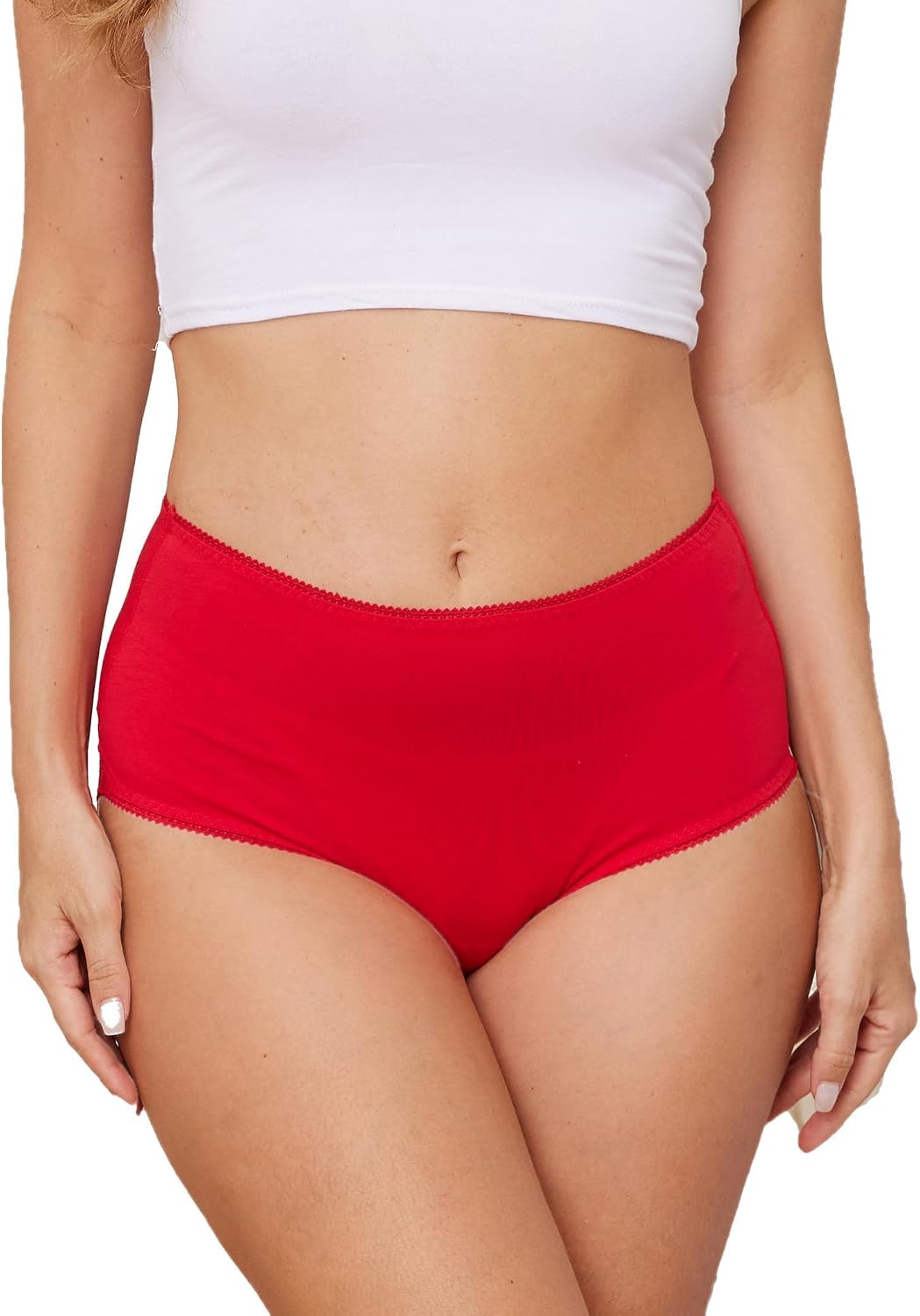 Women's High Waisted Underwear Cotton Brief Comfort Lace Full Coverage Panties Multipack