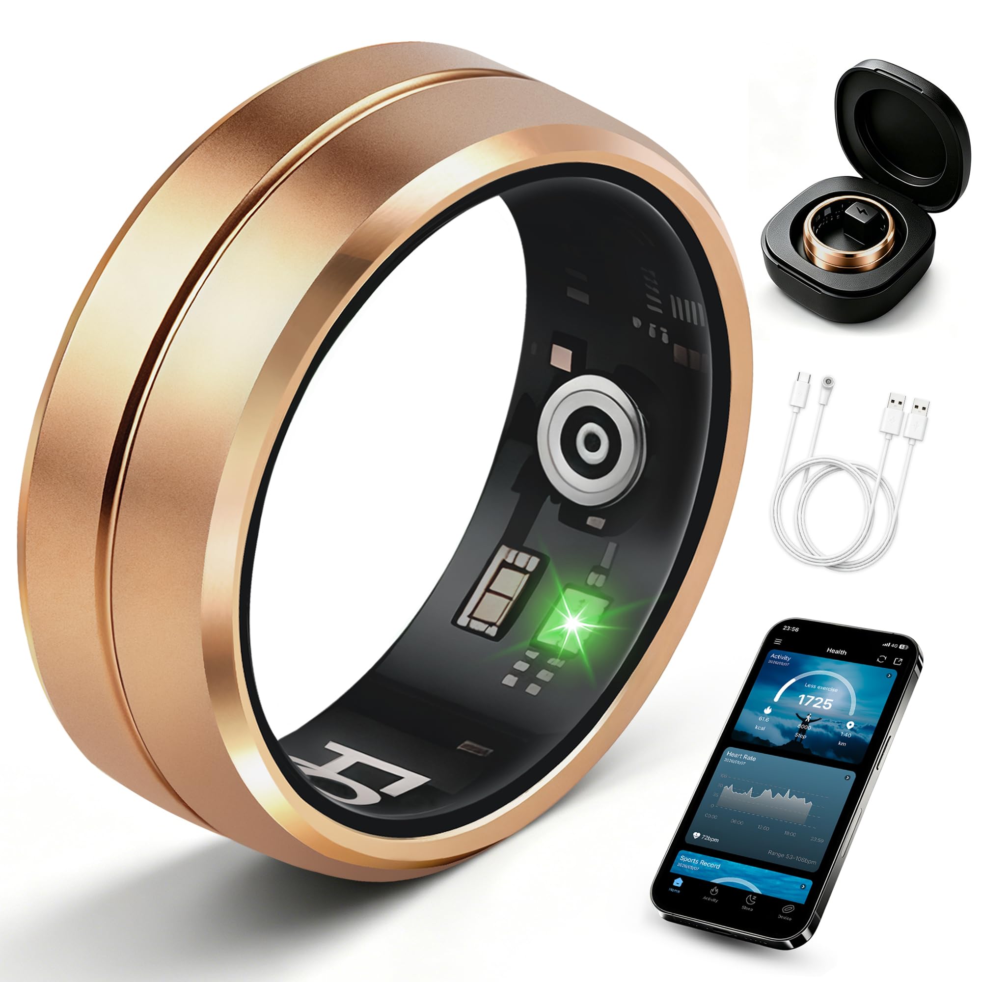 Smart Ring for Women Men, All-New Matte Scratch-Resistant Design, Health & Fitness Tracker for Sleep, Stress & Activity Monitoring, Long Battery Life, Waterproof, No App Fee, Rose Gold 11-picture-20